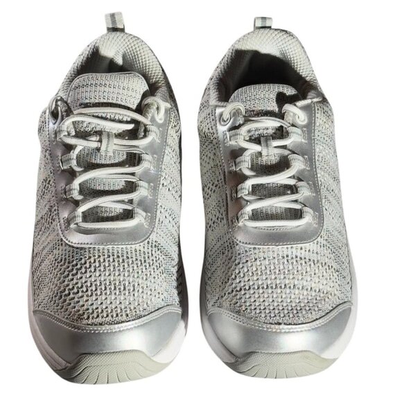 Orthofeet Womens Wide Fit Sneakers Size 12 D Silver/Gray Knit Mesh - Picture 3 of 11